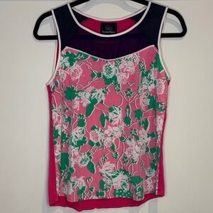 Vibrant Floral Tank Top - Pink and Green by Plains and Prints